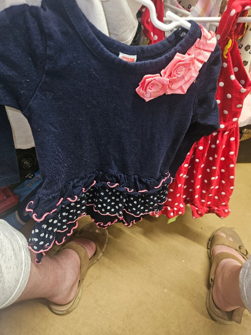 Fisher-Price Toddler Dress 2T Blue with Pink Roses
